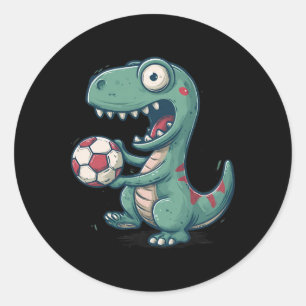 Opgewonden Dinosaurus Voetbal Voor Juric En Fossie Ronde Sticker