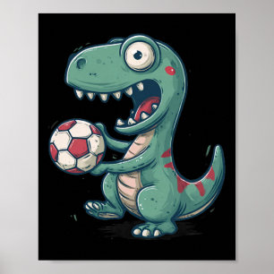 Opgewonden Dinosaurusvoetbal voor Juric en fossiel Poster
