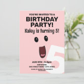 Opgewonden Gezicht Verjaardag uitnodiging (Staand voorkant)