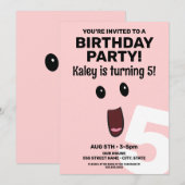 Opgewonden Gezicht Verjaardag uitnodiging (Voorkant / Achterkant)