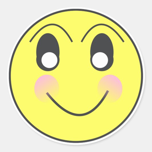 Opgewonden Happy Face Emoticon Mood Ronde Sticker (Voorkant)