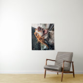 Opgewonden hond op regenachtige autorit art print wandkleed (In situ)