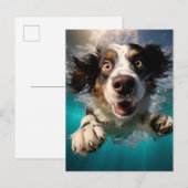 Opgewonden hond zwemmen onder water ontwerp briefkaart (Voorkant / Achterkant)