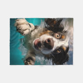 Opgewonden hond zwemmen onder water ontwerp fleece deken (Voorkant (Horizontaal))