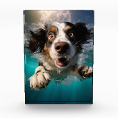 Opgewonden hond zwemmen onder water ontwerp fotoblokken (Voorkant)