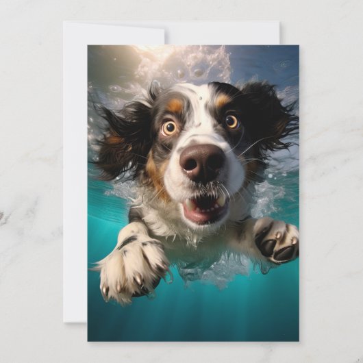 Opgewonden hond zwemmen onder water ontwerp kaart (Voorkant)