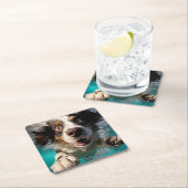 Opgewonden hond zwemmen onder water ontwerp kartonnen onderzetters (Insitu)