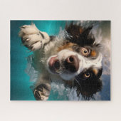 Opgewonden hond zwemmen onder water ontwerp legpuzzel (Horizontaal)