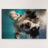 Opgewonden hond zwemmen onder water ontwerp legpuzzel (Horizontaal)