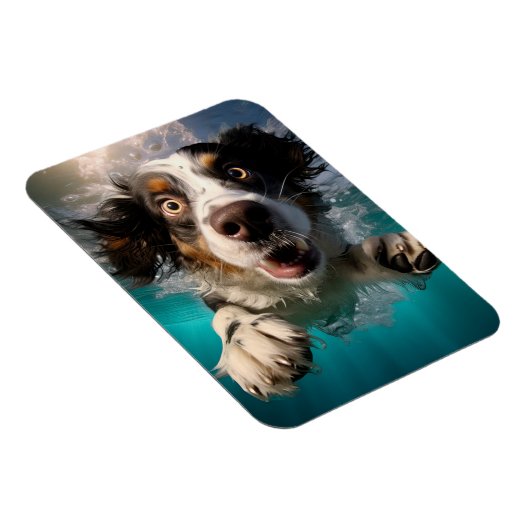 Opgewonden hond zwemmen onder water ontwerp magneet (Rechterzijde)