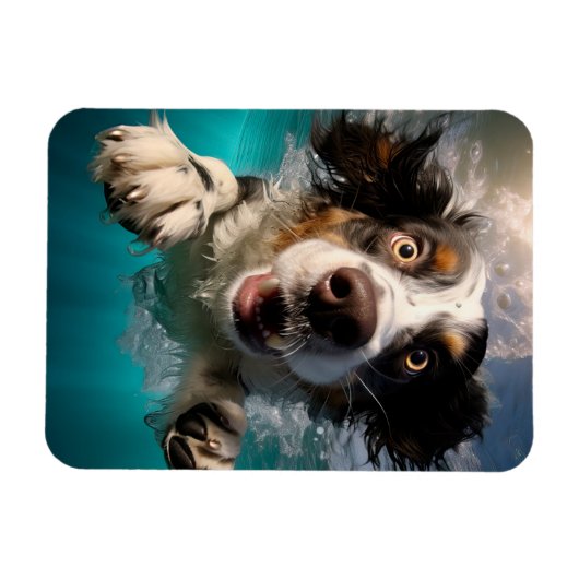 Opgewonden hond zwemmen onder water ontwerp magneet (Horizontaal)