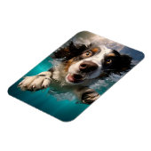 Opgewonden hond zwemmen onder water ontwerp magneet (Linkerzijde)