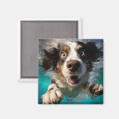Opgewonden hond zwemmen onder water ontwerp magneet (Voorkant / Achterkant)