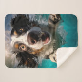 Opgewonden hond zwemmen onder water ontwerp sherpa deken (Voorkant (horizontaal))