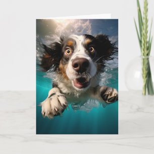 Opgewonden Hond Zwemt Onderwater Ontwerp Kaart
