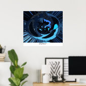 Opgewonden in blauw poster (Thuiskantoor)