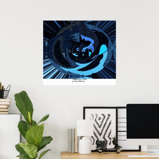 Opgewonden in blauw poster (Thuiskantoor)