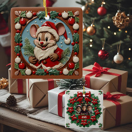 Opgewonden Kerst Muis Aanpasbaar Keramisch Ornament