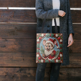 Opgewonden Kerst Muis Boodschappentas Tote Bag