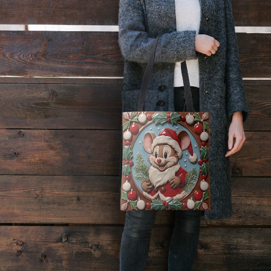 Opgewonden Kerst Muis Boodschappentas Tote Bag