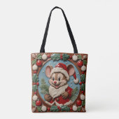 Opgewonden Kerst Muis Boodschappentas Tote Bag (Achterkant)