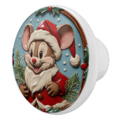 Opgewonden Kerst Muis Keramische Knop (Rechts)