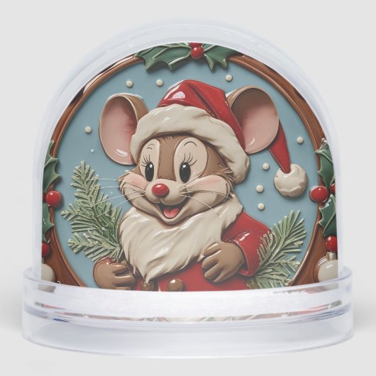 Opgewonden kerstmuis  sneeuwbol (Voorkant)