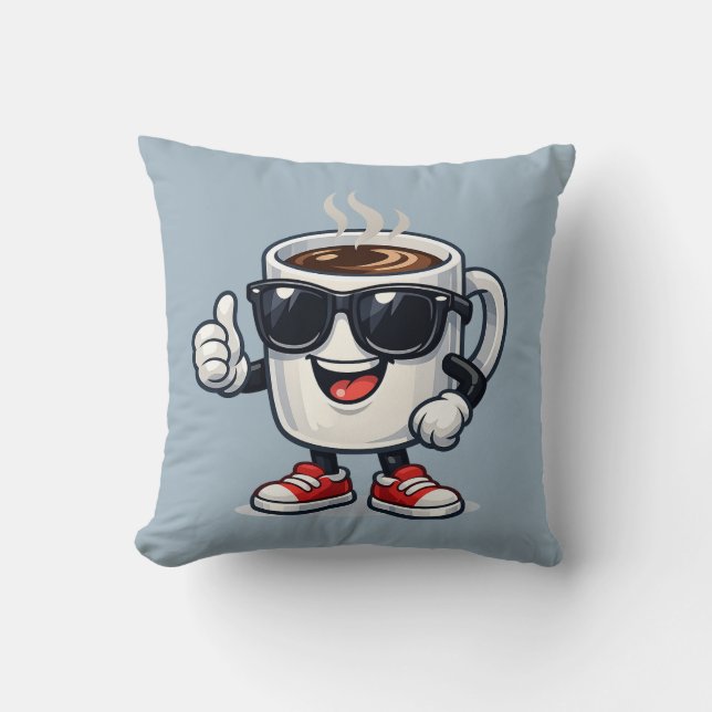 Opgewonden koffiekop kussen (Voorkant)