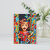 Opgewonden om een nieuwe dag te begroeten briefkaart (Staand voorkant)