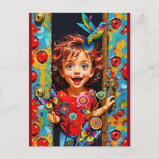 Opgewonden om een nieuwe dag te begroeten briefkaart (Voorkant)