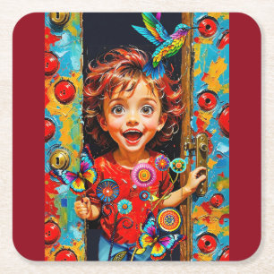 Opgewonden om een nieuwe dag te begroeten kartonnen onderzetters