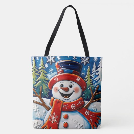 Opgewonden sneeuwman tote bag (Voorkant)