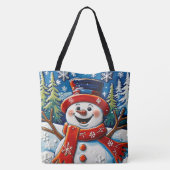 Opgewonden sneeuwman tote bag (Achterkant)