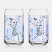 Opgewonden stick Man blik Blikvorm Glas (Voorkant)