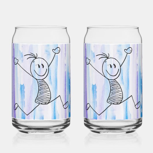 Opgewonden stick Man blik Blikvorm Glas (Voorkant)