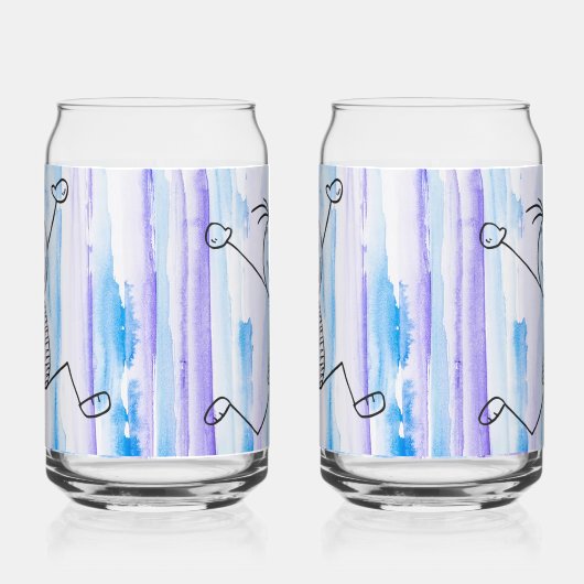 Opgewonden stick Man blik Blikvorm Glas (Rechts)