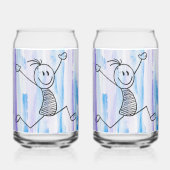 Opgewonden stick Man blik Blikvorm Glas (Achterkant)