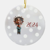 Opgewonden tiener Kerst Elf Keramisch Ornament (Voorkant)