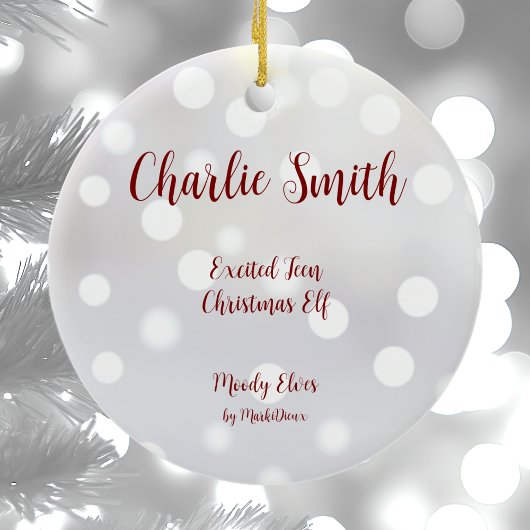 Opgewonden tiener Kerst Elf Keramisch Ornament