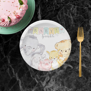 opgezette Baby-strooi   Wit Papieren Bordje