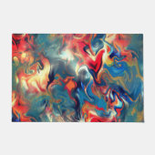 Opgezette blauwe en rode tinten, digitale satijnve deurmat (Voorkant)