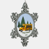 Opgezette Snowflake leraar schoolbus Tin Sneeuwvlok Ornament (Links)