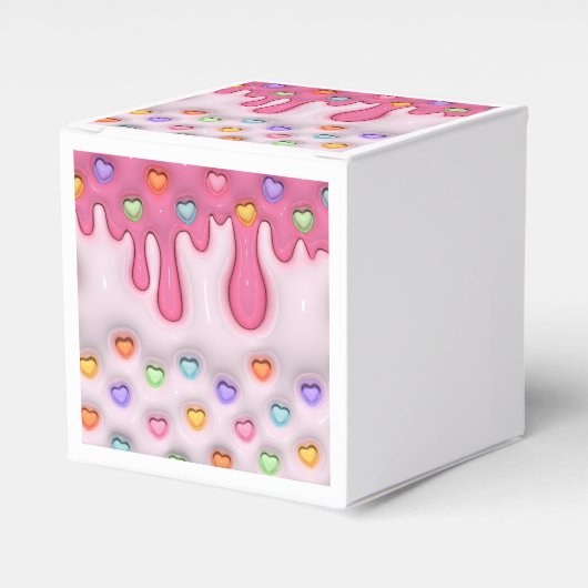 Opgezwollen taart Frosting Dripping Hearts Bedankdoosjes (Voorkant Zijde)