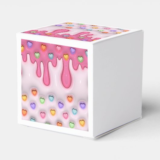 Opgezwollen taart Frosting Dripping Hearts Bedankdoosjes (Achterkant)