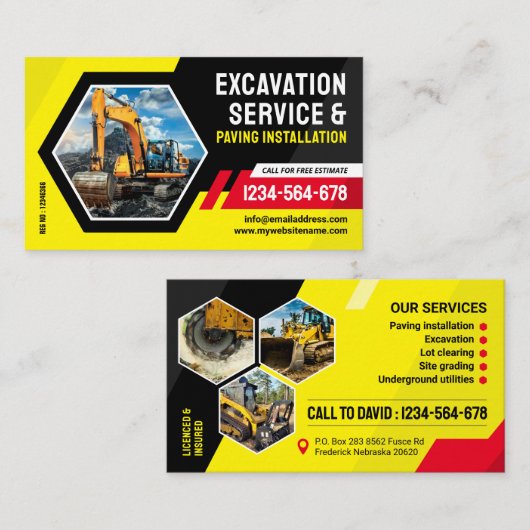 Opgraven, bestrating, mulchen, landruimen visitekaartje (Voorkant / Achterkant)