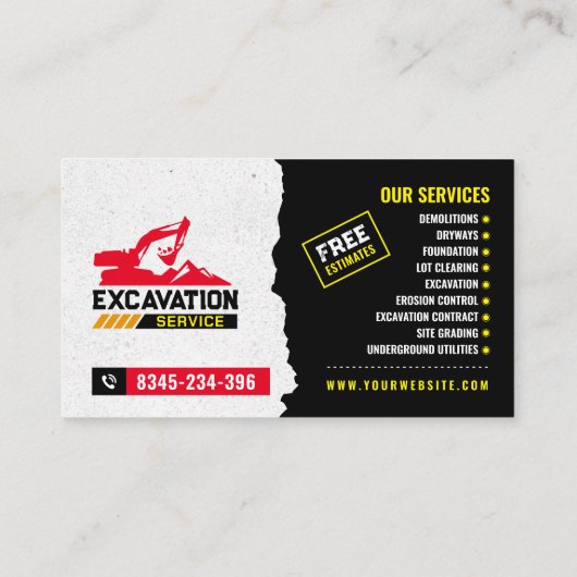 Opgraven, mulchen, land opruimen, Bouw Visitekaartje (Achterkant)