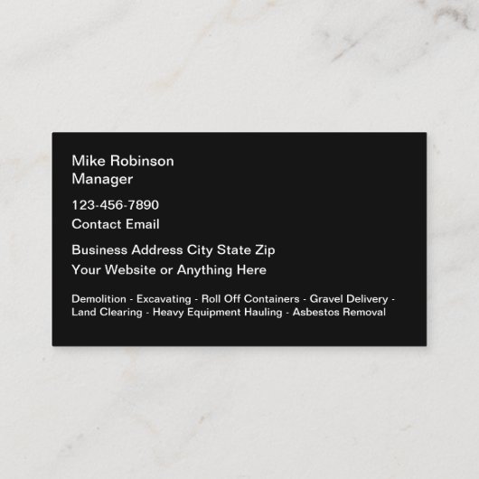 Opgraving en opruiming van land visitekaartje (Achterkant)