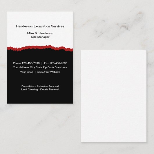 Opgravingen Moderne Verticale Visitekaartjes (Voorkant / Achterkant)