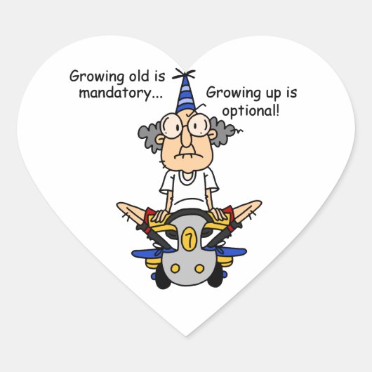 Opgroeien is optionele Humor Hart Sticker (Voorkant)