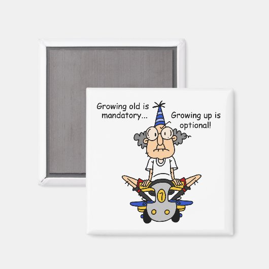 Opgroeien is optionele Humor Magneet (Voorkant / Achterkant)